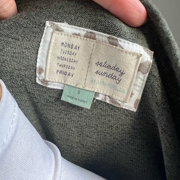 Anthropologie Saturday Sunday Olive Green Drop Waist Sweater Dress Size S - Picture 7 of 8